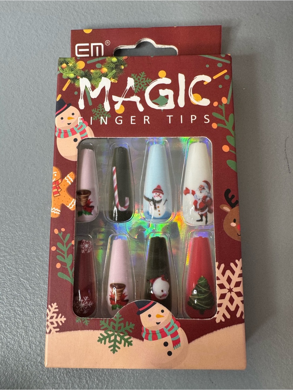 Magic Holiday Nail Tips Christmas vintage style 12pcs press Ons